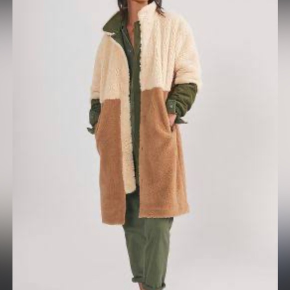 Anthropologie Sherpa Color Block Jacket - Picture 1 of 7